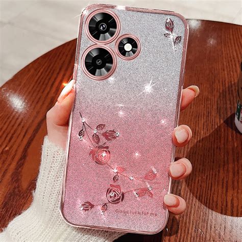 Etui do Infinix Hot i Glitter Flower różowe rose gold sklep XGSM pl