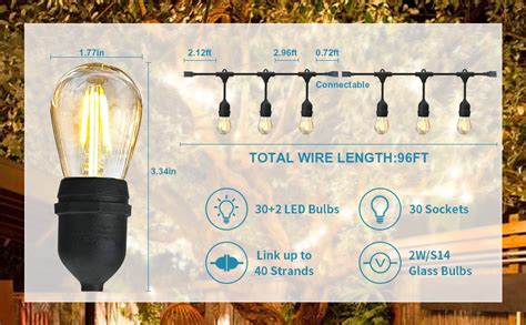 Amazon Svater Ft Outdoor String Lights Patio Lights With W