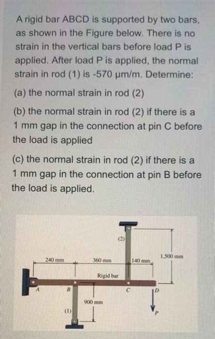 Solved A Rigid Bar Abcd Is Supported By Two Bars As Shown