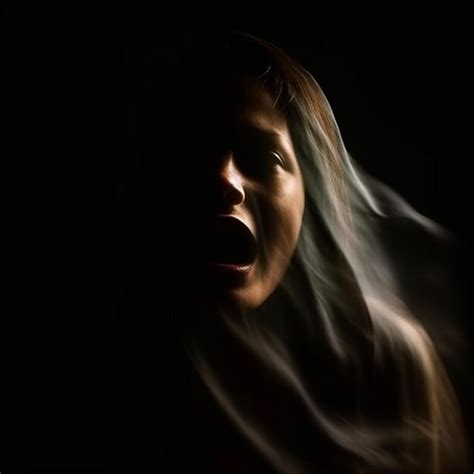 Contours Of A Screaming Crying Woman In The Dark Horror Nightmare