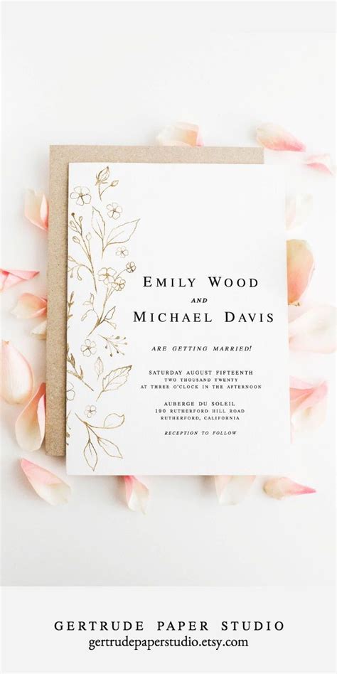 Elegant Pink And Gold Wedding Invitations