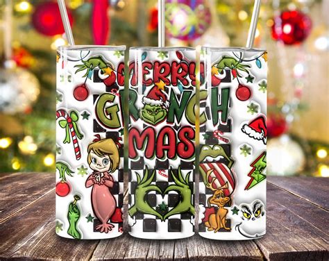 Grinch D Inflated Tumbler Wrap Png Merry Grinchmas Etsy