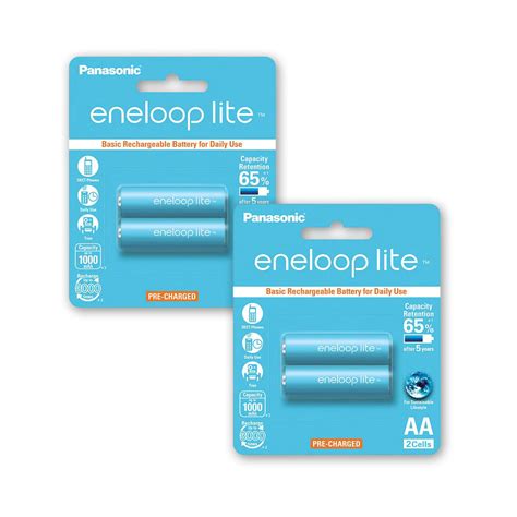 Panasonic Eneloop Lite Bk 3lcce 2bt Aa Rechargeable Battery Pack Of 2