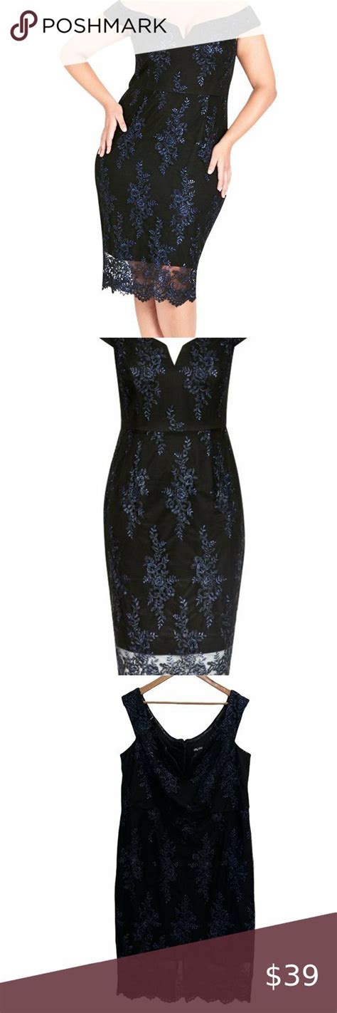 City Chic Nwt Womens Blue Embroidered Lace Off The Shoulder Bodycon