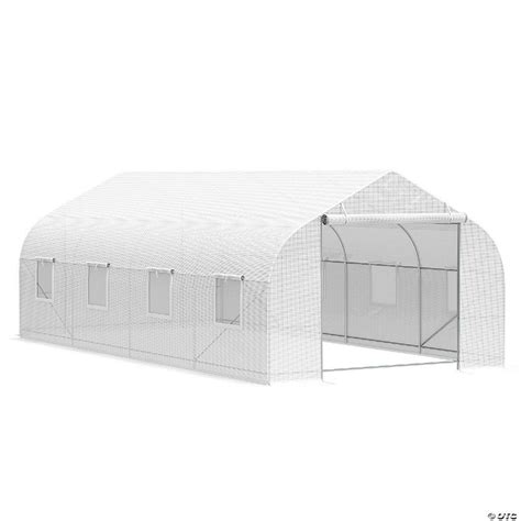 Outsunny 20 X 10 X 7 Tunnel Greenhouse Large Walk In Warm House Deluxe High Gardenhot House 8