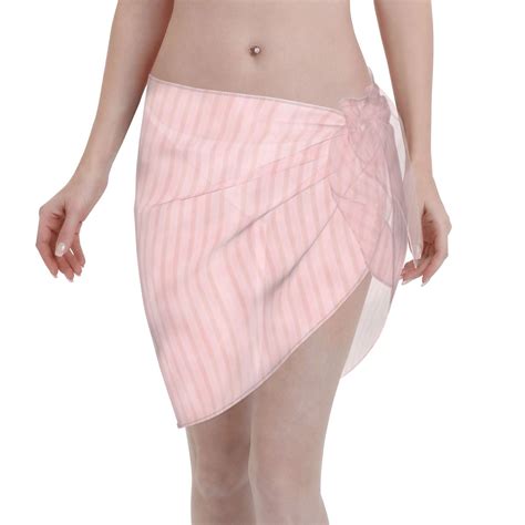 Ocsxa Pink Stripes Print Sarong Coverups For Women Bathing Suit Wrap Swimsuit Skirt Beach Bikini