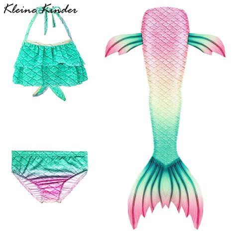 Maid Swimsuit infantil Meninas Swimwear 3 Pcs Bikini Set Mermaid Tail Maiô Toddler Adolescentes