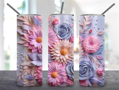 3d Flower Tumbler Design 20oz Graphic By Alleylightbox · Creative Fabrica