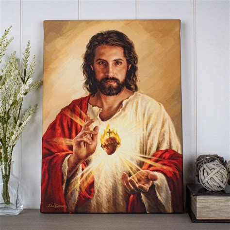 Sacred Heart Of Jesus Canvas Wall Art Glow Decor