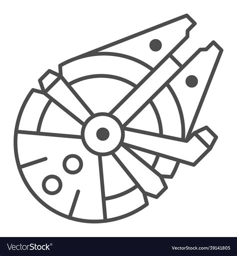 Millennium Falcon Light Freighter Thin Line Icon Vector Image