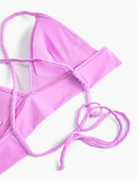 Mor Kadın Bikini Üstü Bralet Çapraz Askılı Kaplı SAK BM Koton