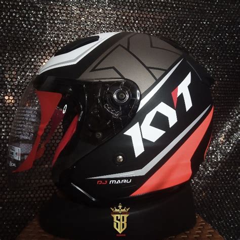 Jual Helm Kyt Half Face Dj Maru Motif Seri Matt Red Original