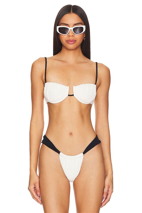 Montce Swim X Olivia Culpo Petal Bikini Top In Cream Terry Rib Revolve