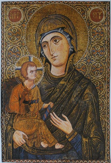 Пресвята Богородиця з Ісусом немовлям на руках. Візантійська ікона ...