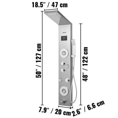 Vevor Vevor 6 In 1 Shower Tower Panel Stainless Steel Led Display Wall