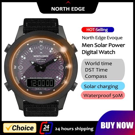 NORTH EDGE Solar Watch Men Smart Watch Compass Pedometer Countdown