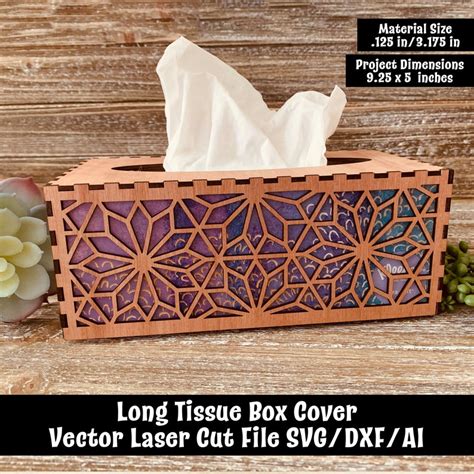 Long Tissue Box Cover Vector Laser Cut File Svg Dxf Ai Etsy