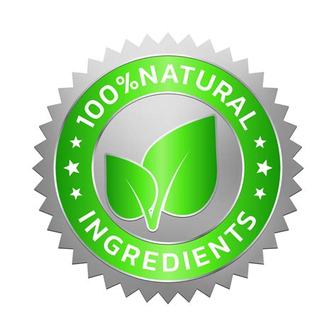 Badge of natural ingredients. Silver and green organic leaf shape