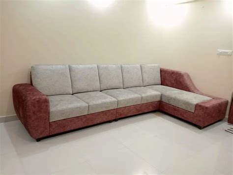 5 Seater Rexin L Shape Wooden Sofa Set With Lounger At Rs 29000 Set In