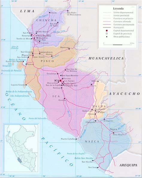 Mapa Del Departamento De Ica Galería De Mapas