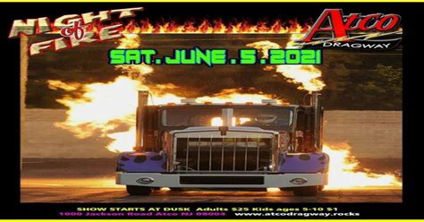 Atco Dragway Night Of Fire Thrill Show Tickets