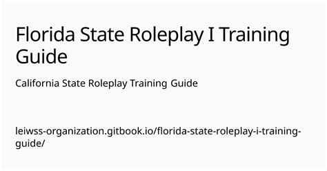 California State Roleplay Training Guide | Florida State Roleplay I ...