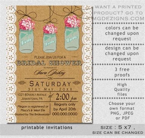 Printable Burlap And Lace Elegant Pink Hydrangea Blue Mason Jar Rustic