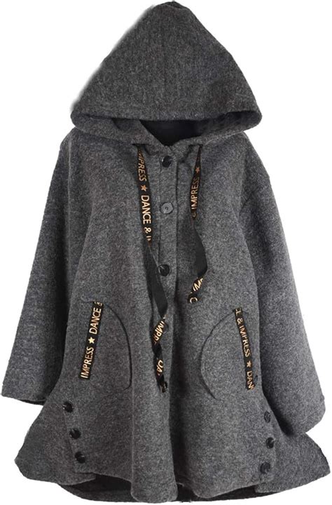 Grisodonna Style Damen Winter Übergang Wolle Kapuze Mantel Lagenlook