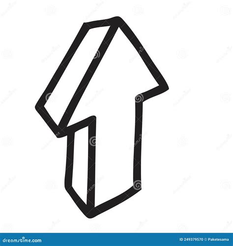 Doodle Up Arrow Symbol Hand Drawn With Thin Line Stock Vector