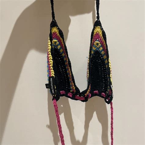 Cute Multicoloured Crochet Bikini Top Perfect For Depop