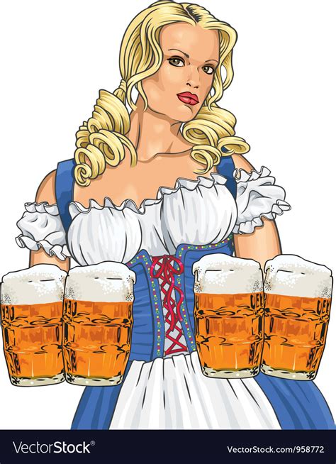 Girl With Beer Royalty Free Vector Image Vectorstock