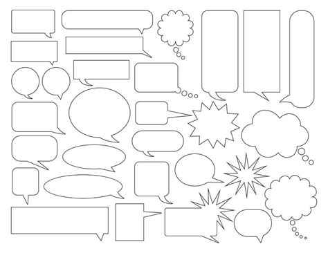 Comic Speech Bubbles White With Black Outlines Set Of Comic Book