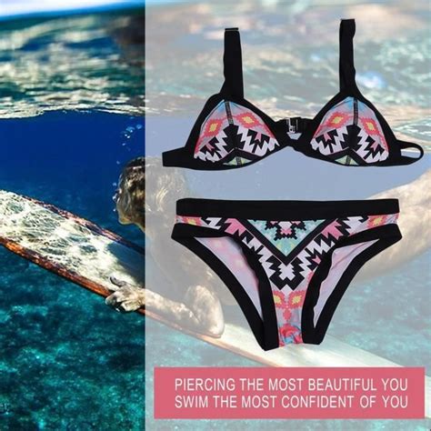 Mode Femmes Bikini Set R Tro Simple Mod Le Sexy Impression Maillot De Bain S Cdiscount