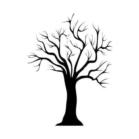 Premium Vector Winter Tree Naked Tree Silhouette Template Autumn Or Winter Tree Vector