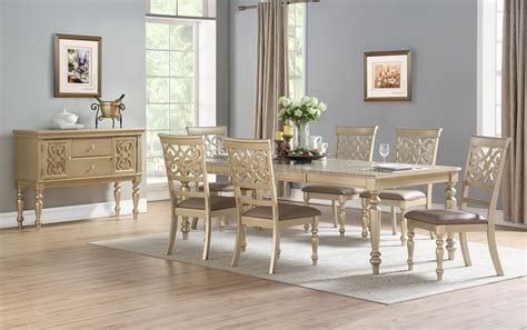 Zora Gold Dining Room Set 7pc W Options