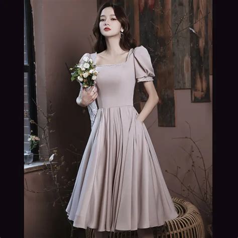 Hermoso Nude Perla de fiesta Vestidos de graduación 2023 A Line Princess Satén Escote Cuadrado