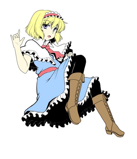 Safebooru 1girl M Alice Margatroid Ascot Blonde Hair Blue Eyes Book Boots Brown Boots