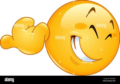 Smiling emoticon pointing with his thumb Stock Vector Image & Art - Alamy