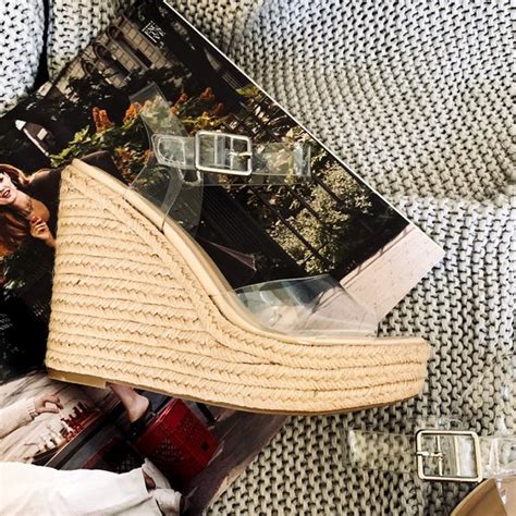 Delicious Shoes Hp Transparent Clear Nude Espadrille Wedge Platform