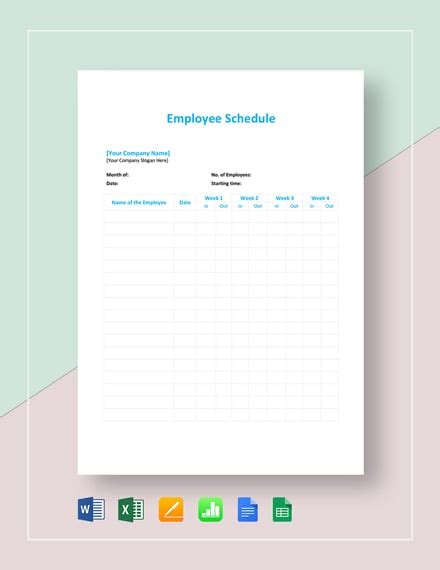 employee schedule template word excel documents