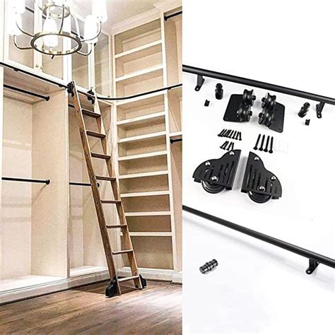 Buy Zxfswj Rolling Library Ladder Rail Kit Sliding Hardware Rolling