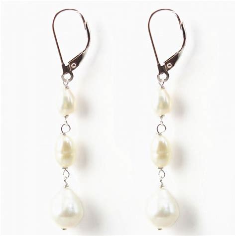 Boucles D Oreilles Perles De Culture D Eau Douce Dormeuse Argent