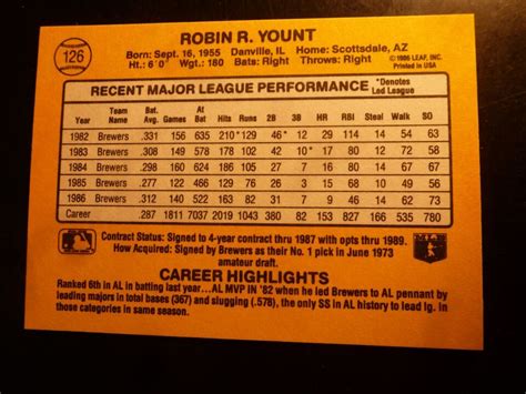 1987 Donruss Robin Yount HOF 126 Milwaukee Brewers NM EBay