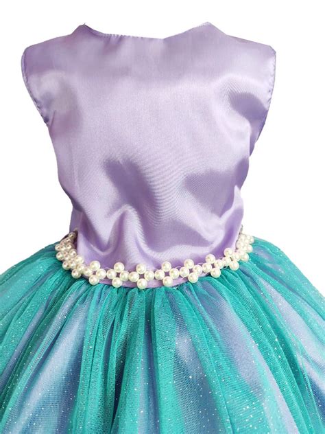 Vestido de Festa Infantil Temático Sereia Ariel Luxo Xuxuzinhos Baby