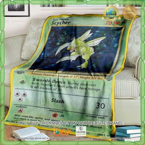 HOT Fleece Blanket Scyther Holo 1st Edition Custom Pokemon Boxbox