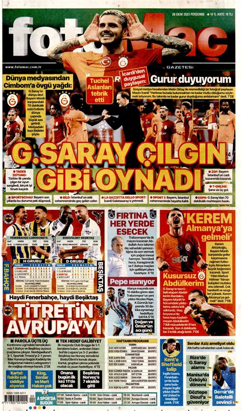 Fotomaç Gazetesi Fotomaç Manşet Oku Haberler 26 Ekim 2023