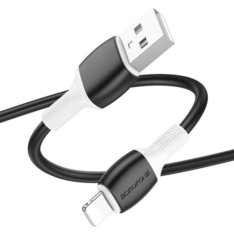 Кабель USB - Apple lightning Borofone BX84 "Rise" (2.4А, 100см) черный ...