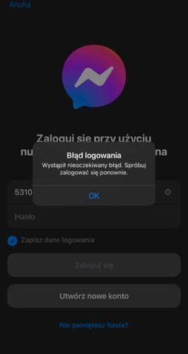 B D Logowania Nieoczekiwany B D Facebook Messenger Smartfony I