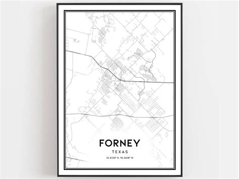 Forney Map Print Forney Map Poster Wall Art Tx City Map - Etsy UK