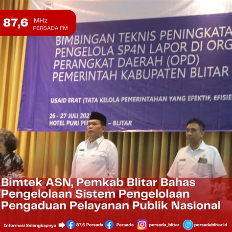 Bimtek Asn Pemkab Blitar Bahas Pengelolaan Sistem Pengelolaan